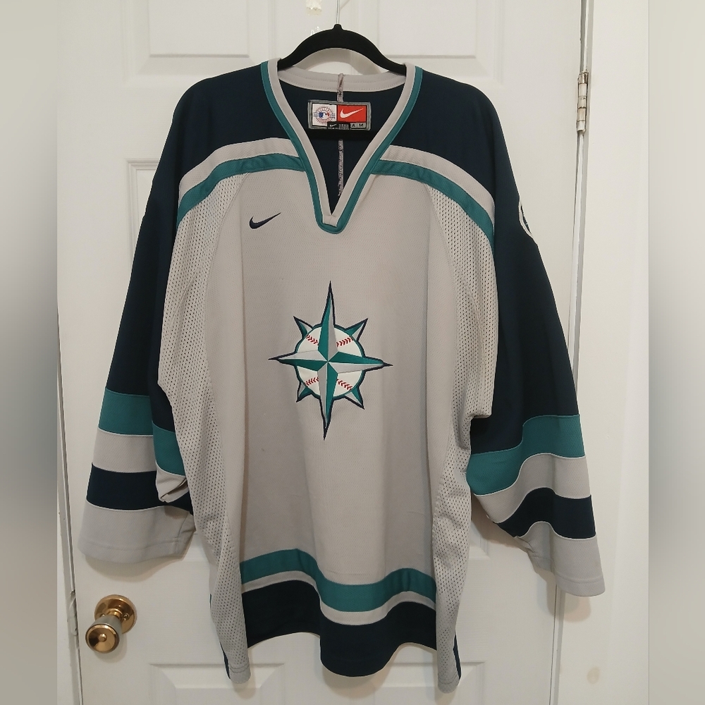 Vintage Seattle Mariners Hockey Style Jersey Men's XXL Nike Team MLB Y2K Rare